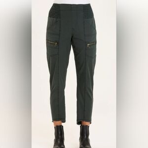 Wearables By XCVI Acker Zipper Slim Crop Dark Green Pants